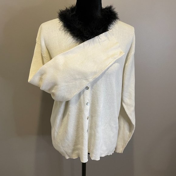 Cignal Womens LS Faux Fur Collar Cardigan sz XL NWT - Picture 4 of 4
